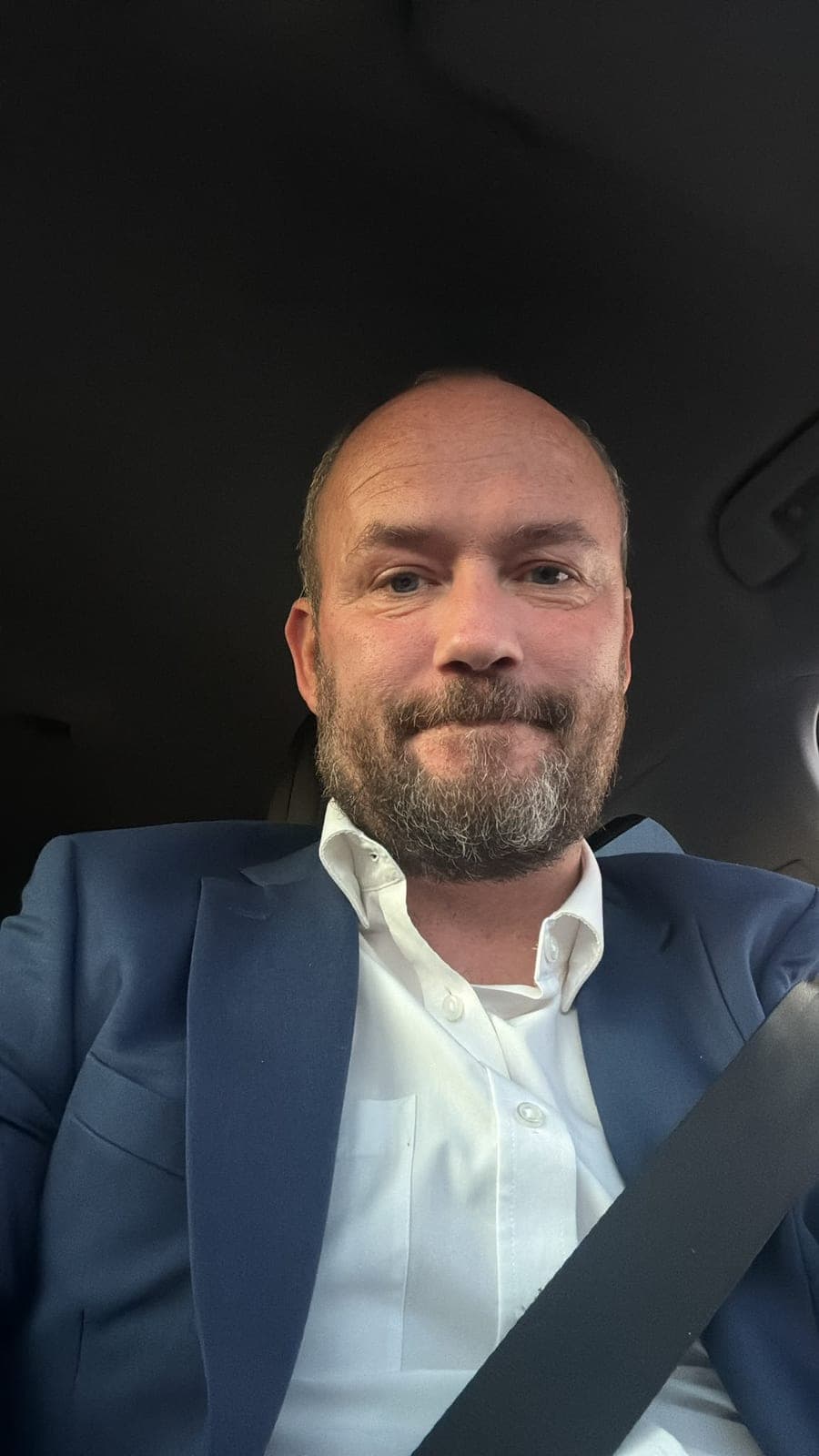 Andrew Knowles in his car en route to Leeds
